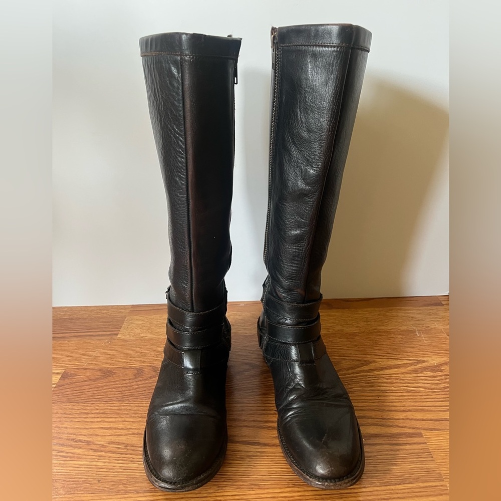 Freebird by Steven Irish Black Distressed Knee High Leather Riding Boots sz 9